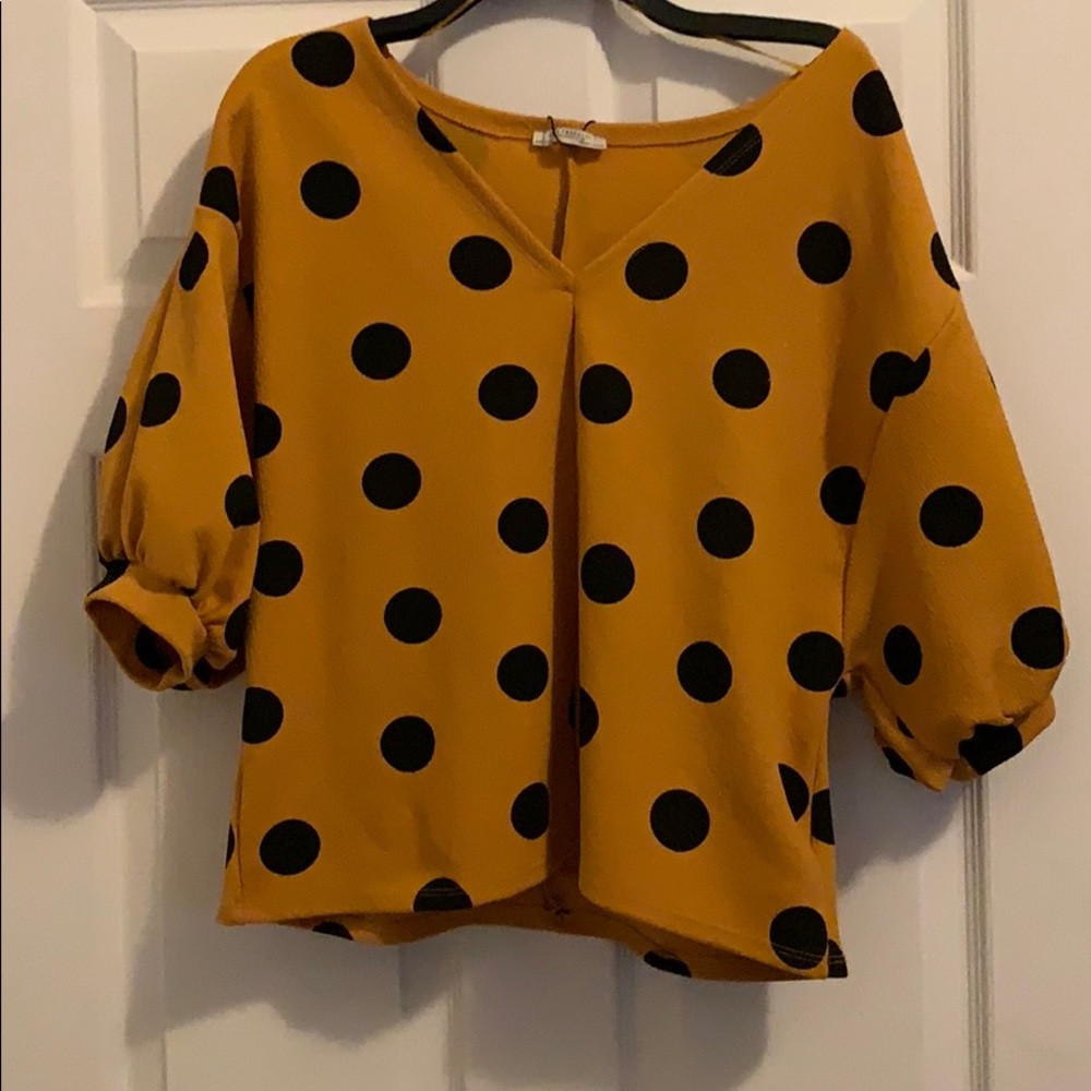 Zara polka dot puff top